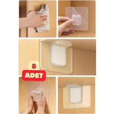 Mikasso 8 Adet Çok Amaçlı Raf Köşe Tutucu Yapışkanlı Dolap Içi Köşe Destek Aparatı Klips Şeffaf