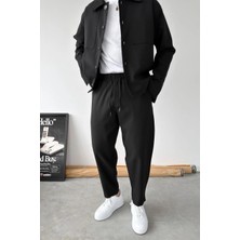 HAFKA Siyah Basic Boyfriend Kumaş Pantolon