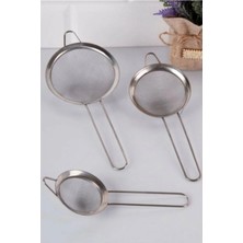 Mikasso 3'lü Paslanmaz Tel Süzgeç, Pirinç Süzgeci, Çelik Süzgeç, Metal Süzgeç 3 Boy Çay Süzgeci 3 Lü Süzgeç