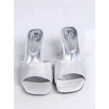 Luart Gümüş Simli Topuklu Terlik