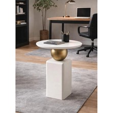 Eks Oblix , Krem-Gold Kombini Tekli Yan Sehpa Zigonmobilya  Lake 60 cm