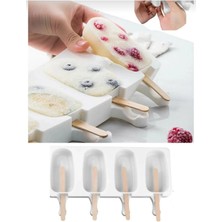 Mikasso Magnum Dondurma Kalıbı - 4'lü Büyük Boy Pratik Magnum Silikon Dondurma Kalıbı (Çubuksuz) Silikon