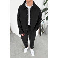 HAFKA Siyah Patch Detaylı Relaxed Fit Boxy Ceket