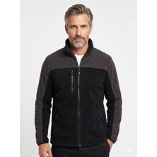 Venditore Erkek Füme Siyah Üç Cepli Rüzgar Geçirmez Tam Fermuarlı Polar Mont Ceket