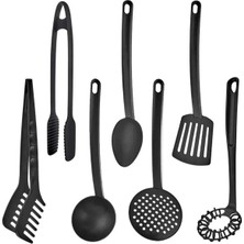 Mikasso 7 Parça Yanmaz Yapışmaz Teflon Kaplama Servis Seti Kepçe Kevgir Spatula Kaşık Plastik Servis Takımı