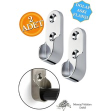 Mikasso Mobilya Boru Askı Flanşı Krom Oval Dolap Içi Elbise Gardırop Askılık Borusu Aparatı Elemanı (2 Adet)