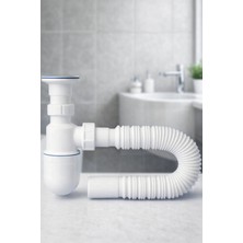 Mikasso Taslı Lavabo Sifonu Gideri Borusu Körüklü Sökülebilir Hazneli Mutfak Banyo Eviye Pis Su Plastik