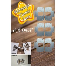 Mikasso Dolap Kapak Taş Menteşe Tamir Sacı Pratik Onarım Kiti Krom Metal Yuva Tablası 6.5 x 9 cm (6 Adet) Be