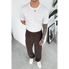 HAFKA Ekru Basic Bisiklet Yaka Triko Tişört