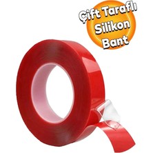 Mikasso Çift Taraflı Şeffaf Silikon Bant Montaj Bandı 18 mm x 2 Metre Uzunluk Güçlü Bant Nms Hırdavat Şeffaf