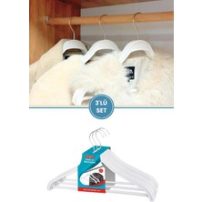 Mikasso Takım Elbise, Ceket, Mont Askısı Barlı Döner Başlıklı 3'lü Set Plastik Beyaz Tr