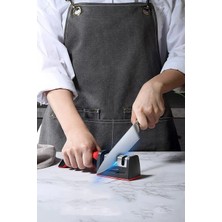 Mikasso Çeyizlik Bıçak Bileme Aleti Ergonomik Saplı Mutfak Aleti 3 Açılı Elmas El Bıçakları Bileme Aparatı