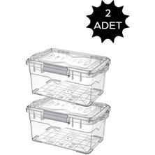 Mikasso Kilitli Saklama Kabı 2 Boy Adet Larder Saklama Kabı Set 750ML+750ML Plastik Çok Renkli