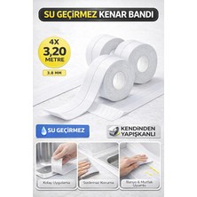 Mikasso 4 Adet Banyo Küvet Mutfak Lavabo Ocak Kenarı Su Geçirmez Kenar Bandı Sızdırmazlık Tamir Bandı 3.2mt