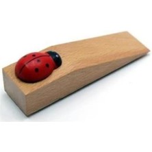 Mikasso 4 Adet Kapı Stoperi - Ahşap Kapı Stoperi - El Yapımı Kapı Stoperi Kahverengi Ugurböcekli