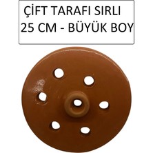 Mikasso Dolma Taşı Sarma Taşı Kapağı 25 cm Tam Sırlı Toprak Toprak Kahverengi