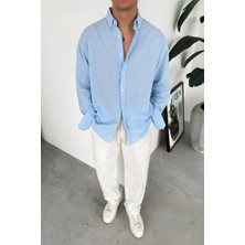 HAFKA Bebe Mavi Oversize Fresh Keten Gömlek