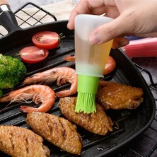 Mikasso Hazneli Silikon Yağ Sos ve Yumurta Fırçası Yağ Fırçası Silikon Fırçalı Yağdanlık Yeşil