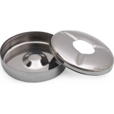Mikasso Kapaklı Çelik Küllük - Iç ve Dış Mekan Kullanımı Için Ideal Metal Gri Yuvarlak
