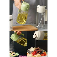 Mikasso Çift Fonksiyonlu Cam Yağdanlık 500ML Zeytinyağı Sıvıyağ Şişesi Airfryer Sprey Yağlık Sirkelik Yeşil