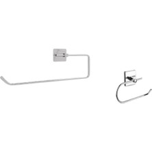 Mikasso Yapışkanlı Banyo Seti 2 Parça Solo Havluluk ve Açık Kağıtlık Gri