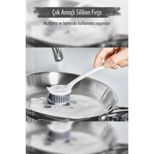 Mikasso Çok Amaçlı Silikon Bulaşık Yıkama & Lavabo Temizleme & Mutfak Tezgahı Temizleme Fırçası Akrilik Çok