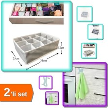 Mikasso 12 Bölmeli Düzenli Çekmece Düzenleyici + Dolap Kapağı ve Çekmece Üstü Havlu Askısı - 2li Set L8U6D0