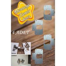 Mikasso Dolap Kapak Taş Menteşe Tamir Sacı Pratik Onarım Kiti Krom Metal Yuva Tablası 6.5 x 9 cm (4 Adet) Be