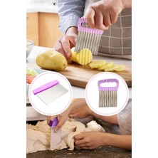 Mikasso Hamur Kesme Spatulası & Patates Cips Kesici Çelik Mor