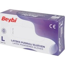 Mikasso Beybi Lateks Pudralı Tek Kullanımlık Eldiven -L- 100 Adet