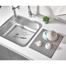 Mikasso Tezgah Üstü Bulaşıklık, Lavabo Içi Mat Bulaşık Kurutmalık Silikon Beyaz