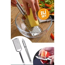 Mikasso 2li Set Paslanmaz Çelik Rende ve Soyacak Peynir Çikolata Zencefil Patates Limon Rende Seb Çelik