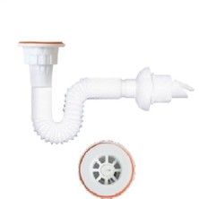 Mikasso Su Sızdırmaz Koku Önleyici Kapaklı Körüklü Lavabo Sifonu Lavabo Gider Borusu Hortum 80 cm