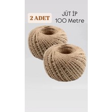 Mikasso 2 Adet Hasır Jüt Ip 100 Metre Doğal Jüt Ip - Keten Ipi, Hasır Ip, Halat Ip, Çuval Ipi Süsleme Ipi 25