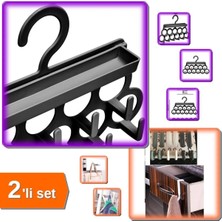 Mikasso Kravat Şal ve Takı Askısı + 6 Adet Çekmece Havlupan Askısı - Siyah - 2li Set U5H2Y2 Plastik Çok Renk