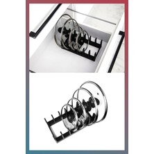 Mikasso Siyah Tencere Kapağı Düzenleyici 6 Bölmeli - Siyah Tencere Kapak Organizeri Plastik Siyah Tr