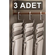 Mikasso 3 Adet 5 Katlı Metal Pantolon ve Şal Askısı Dolap Içi Eşarp Askısı Çoklu Askılık Metal Inox Tr