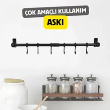 Mikasso 6 Kancalı Ferforje Metal Çok Amaçlı Kahve Köşesi, Mutfak, Banyo Dekor Kupa,fincan ve Kaşıklık Askısı
