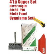 Mikasso 4'lü Süper Set Duvar Kağıdı, Pvc, Köpük, Panel, Uygulama Seti -125 Gram Tutkal-Spatula-Fırça-Falçata