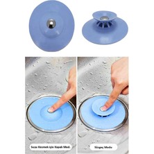 Mikasso Mutfak Gider Tıpası Lavabo Küvet Tıkacı Lavabo Süzgeci Yeni Ürün Mavi Deri