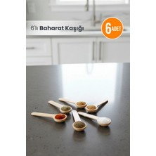 Mikasso 6lı Ahşap Küçük Ölçek Baharat Kaşığı - Oval Ahşap Kahverengi