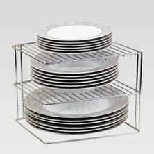 Mikasso 3 Katlı Metal Siyah Tabaklık Düzenleyici Organizer Dolap Içi Raf Metal 25 x 25 Gri