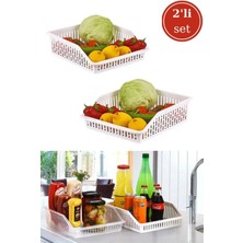 Mikasso 2 Adet Buzdolabı Düzenleyici, Çok Amaçlı Dolap Içi Organizer Sepet Geniş 2’li Set Plastik 25 x 25 Be
