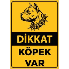 Mikasso Dikkat Köpek Var Uyarı Yazısı – Sarı Siyah Laminasyonlu Uyarı Levhası (Suya ve Güneşe Dayanıklı)