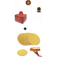 Mikasso Turta Gold Mendil Pasta Altlığı (Kalın) 24 cm + Orta Boy Pasta Kutusu 1 Adet Gold 24,5 x 19 Tekli P