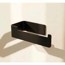 Form Design Mat Siyah Duvara Monte Tuvalet Kağıtlığı – Raflı Modern Wc Kağıt Havluluk, Delmeden Montaj Seçenekli