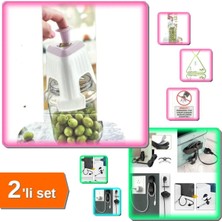 Mikasso 2 Adet Airfryer Kablo Toplama Aparatı + Zeytin Çizme - Kesme Makinesi Parmaklıklı - 2li Set HF2LQW B