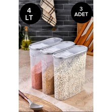 Mikasso Erzak Bakliyat Kiler Saklama Kabı 3'lü Set Lüks Şık Kutu Çeyiz Seti 4lt Plastik Çok Renkli