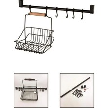 Mikasso Retro Ferforje Metal Sepet Askı ve Kanca Metal Tr Siyah