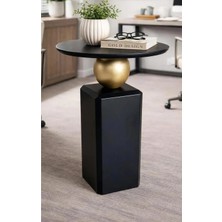 Eks Oblix Siyah-Gold Kombini Yan Sehpa Zigon 60 cm Lake Mobilya